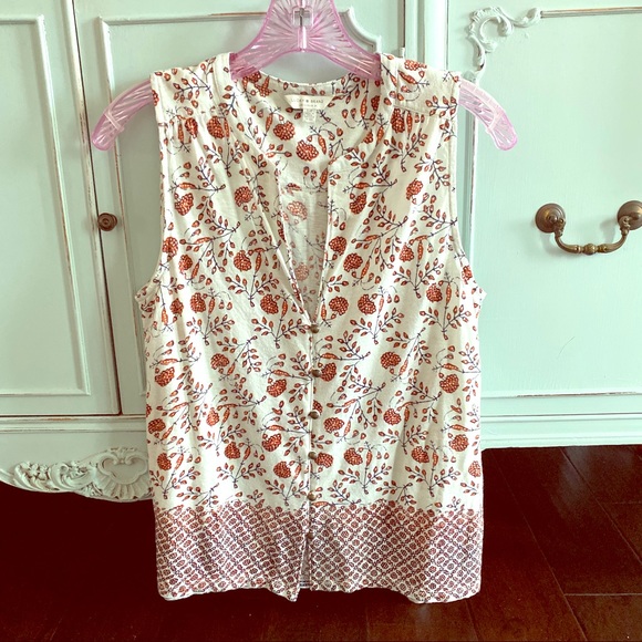 Lucky Top Sleeveless V-Neck Print Sz S Crop Top - Picture 2 of 15